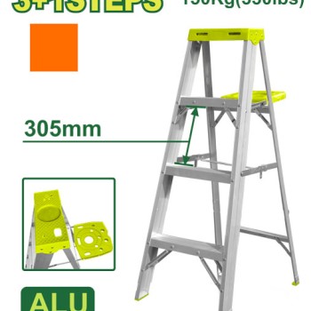 Ալյումինե միակողմանի աստիճան (գործիքների սկուտեղով) 3+1 քայլ DTLD4H04