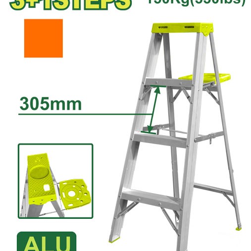 Ալյումինե միակողմանի աստիճան (գործիքների սկուտեղով) 3+1 քայլ DTLD4H04