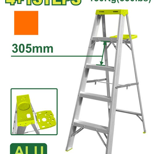 Ալյումինե միակողմանի աստիճան (գործիքների սկուտեղով) 4+1 քայլ DTLD4H05