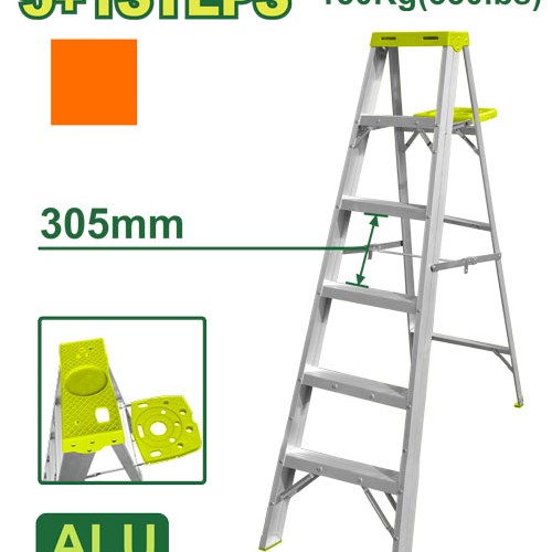 Ալյումինե միակողմանի աստիճան (գործիքների սկուտեղով) 5+1 քայլ DTLD4H06