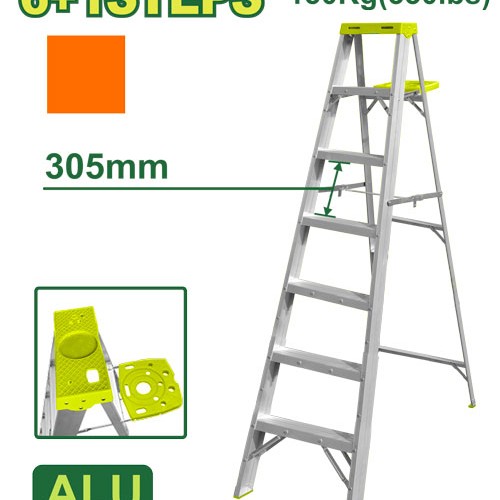 Ալյումինե միակողմանի աստիճան (գործիքների սկուտեղով) 6+1 քայլ DTLD4H07 Ալյումինե միակողմանի աստիճան (գործիքների սկուտեղով) 6+1 քայլ DTLD4H07