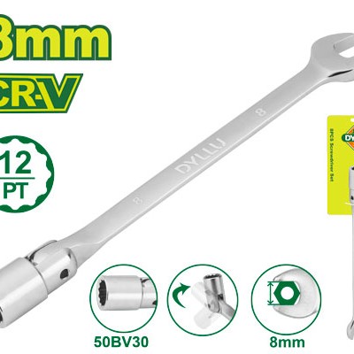 Համակցված և ճկուն վարդակով բանալի 160 մմ (Չափս՝ 8 մմ) DTTH1E08