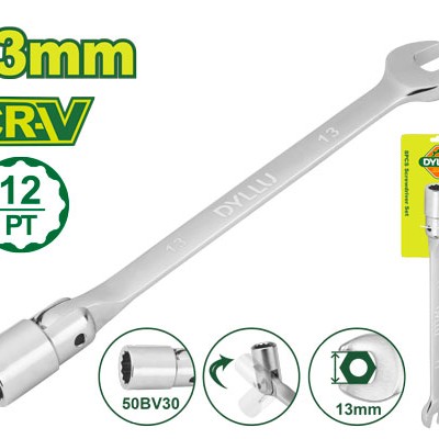 Համակցված և ճկուն վարդակով բանալի 207 մմ (Չափս՝ 13 մմ) DTTH1E13