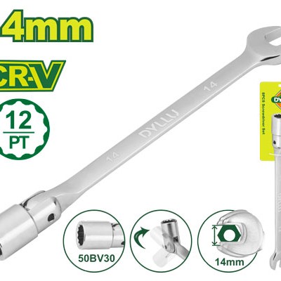 Համակցված և ճկուն վարդակով բանալի 225 մմ (Չափս՝ 14 մմ) DTTH1E14
