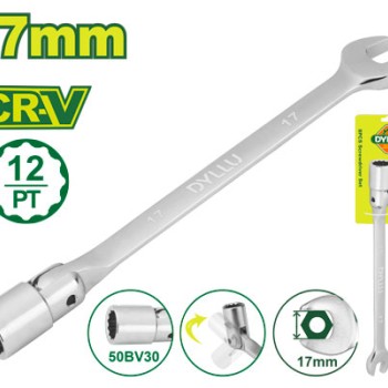 Համակցված և ճկուն վարդակով բանալի 233 մմ (Չափս՝ 17 մմ) DTTH1E17