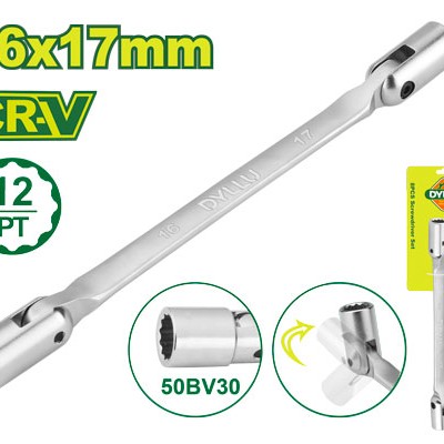 Երկկողմանի ճկուն վարդակով բանալի 255 մմ (Չափս՝ 16x17 մմ) DTTH2E05 Երկկողմանի ճկուն վարդակով բանալի 255 մմ (Չափս՝ 16x17 մմ) DTTH2E05