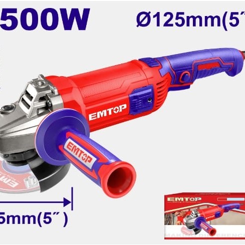Անկյունային Հղկող Մեքենա Emtop EAGR15053 – Բալգարկա 1500Վտ, 125մմ սկավառակի տրամագիծ