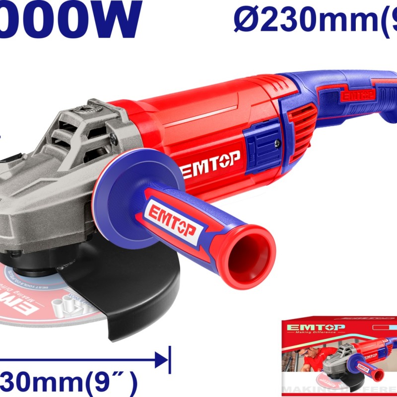 Անկյունային Հղկող Մեքենա Emtop EAGR30093 – Բալգարկա 3000Վտ, 230մմ սկավառակի տրամագիծ Անկյունային Հղկող Մեքենա Emtop EAGR30093 – Բալգարկա 3000Վտ, 230մմ սկավառակի տրամագիծ