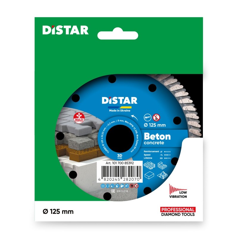 Ալմաստե կտրող սկավառակ DISTAR Turbo 125 Beton 125x22.22x8x2.2mm Ալմաստե կտրող սկավառակ DISTAR Turbo 125 Beton 125x22.22x8x2.2mm