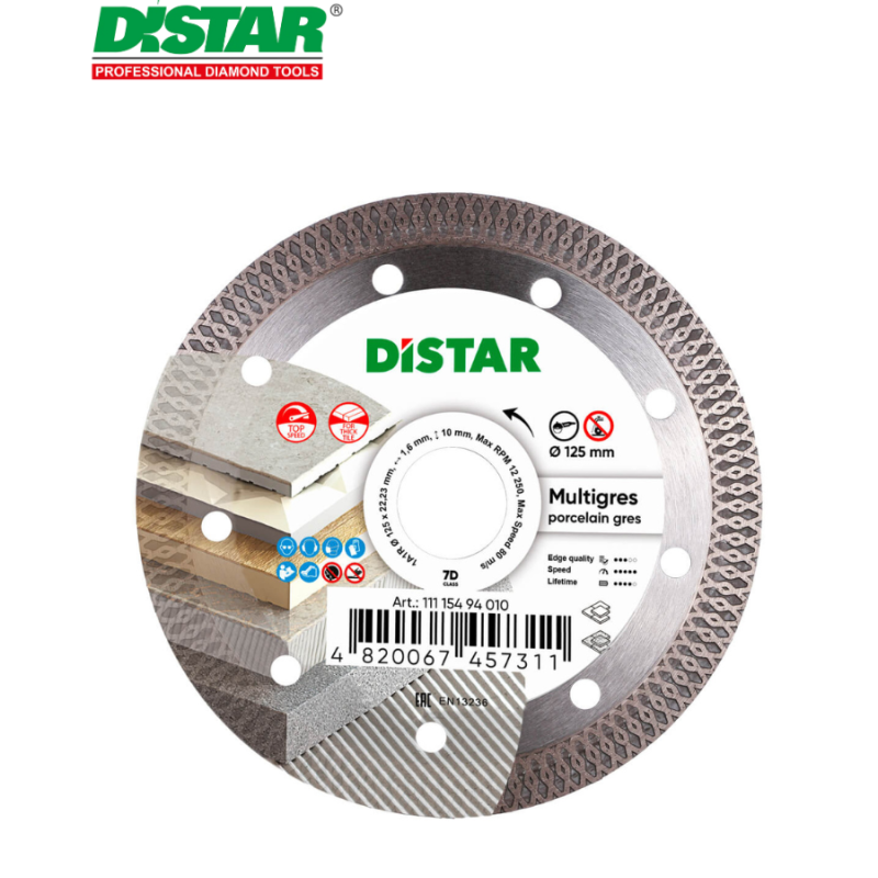 Ալմաստե կտրող սկավառակ 1A1R 125 Multigres 125x22.22x1.4 - 10x1.6mm  