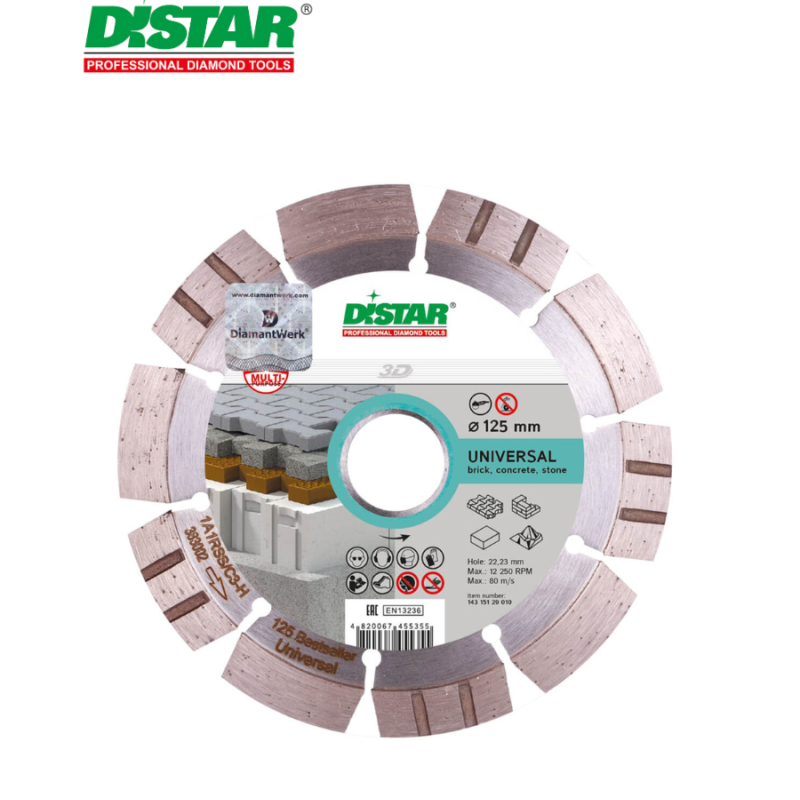 Ալմաստե կտրող սկավառակ DISTAR 1A1RSS/C3-H 125x2.2/1,4x11x22,23-10 Ալմաստե կտրող սկավառակ DISTAR 1A1RSS/C3-H 125x2.2/1,4x11x22,23-10