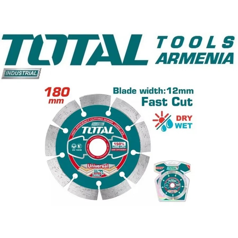 Алмазный сегментный диск 180x22.2 мм TOTAL TAC21118012