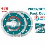 Набор алмазных дисков сухой 2 шт. 115x22,2 мм TOTAL TAC2111