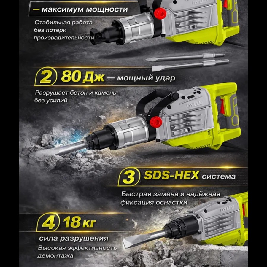 Отбойный молоток DTDB2D95 1950 Вт