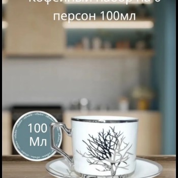 Кофейный набор на 6 персон 100мл серебристый