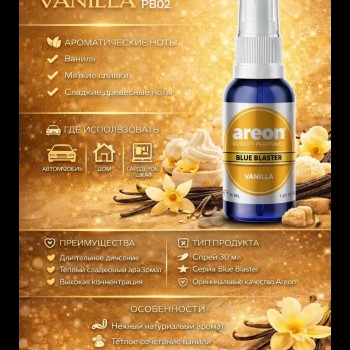 Ароматизатор для автомобиля Areon vanilla 30ml