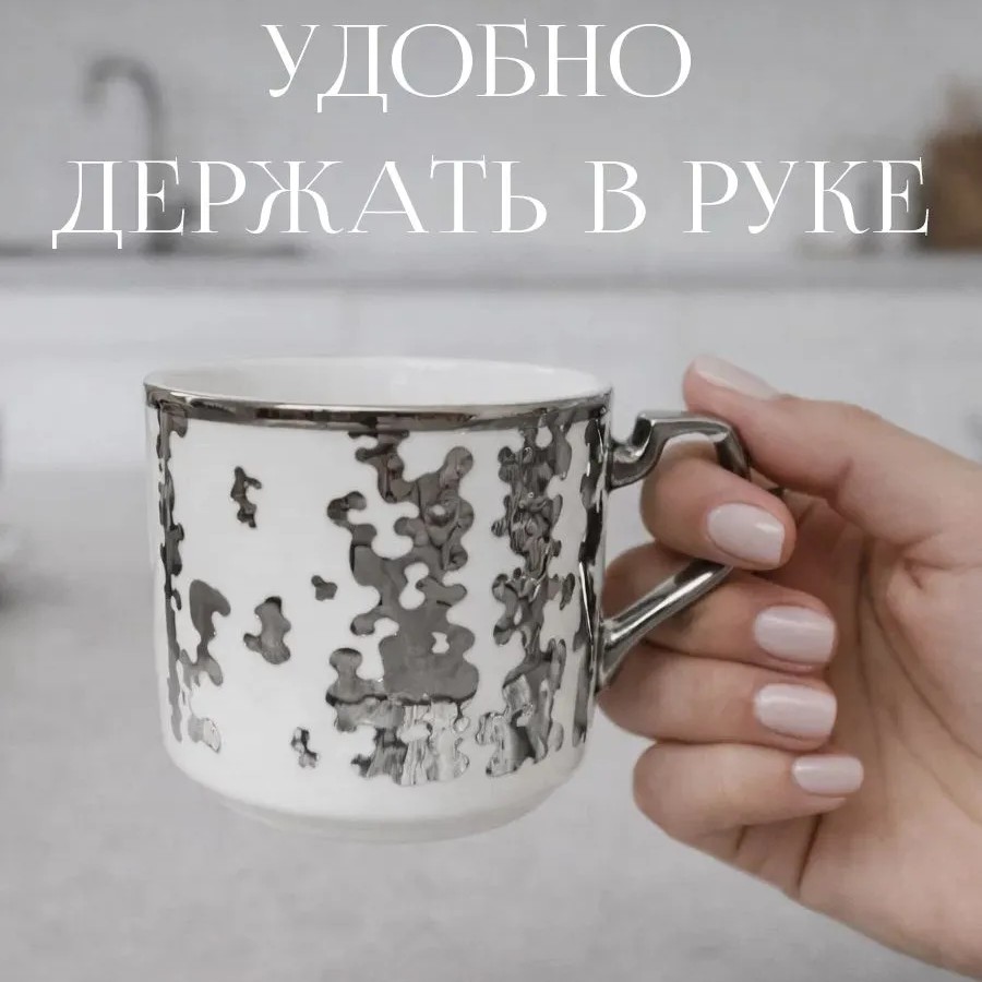 Кофейный набор на 6 персон 100 мл серебристый