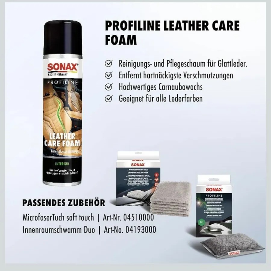 Пена для кожи Sonax Profiline Leather Care Foam 400мл Пена для кожи Sonax Profiline Leather Care Foam 400мл