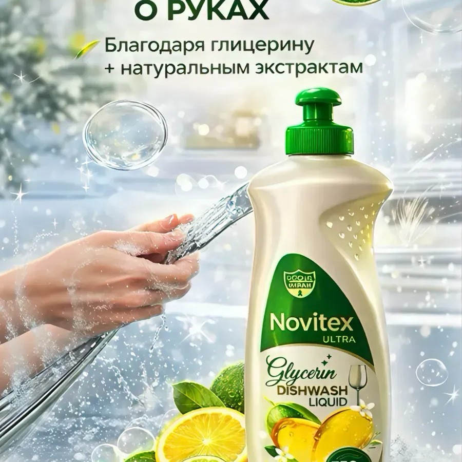 Novitex средство для мытья посуды с глицерином 750мл
