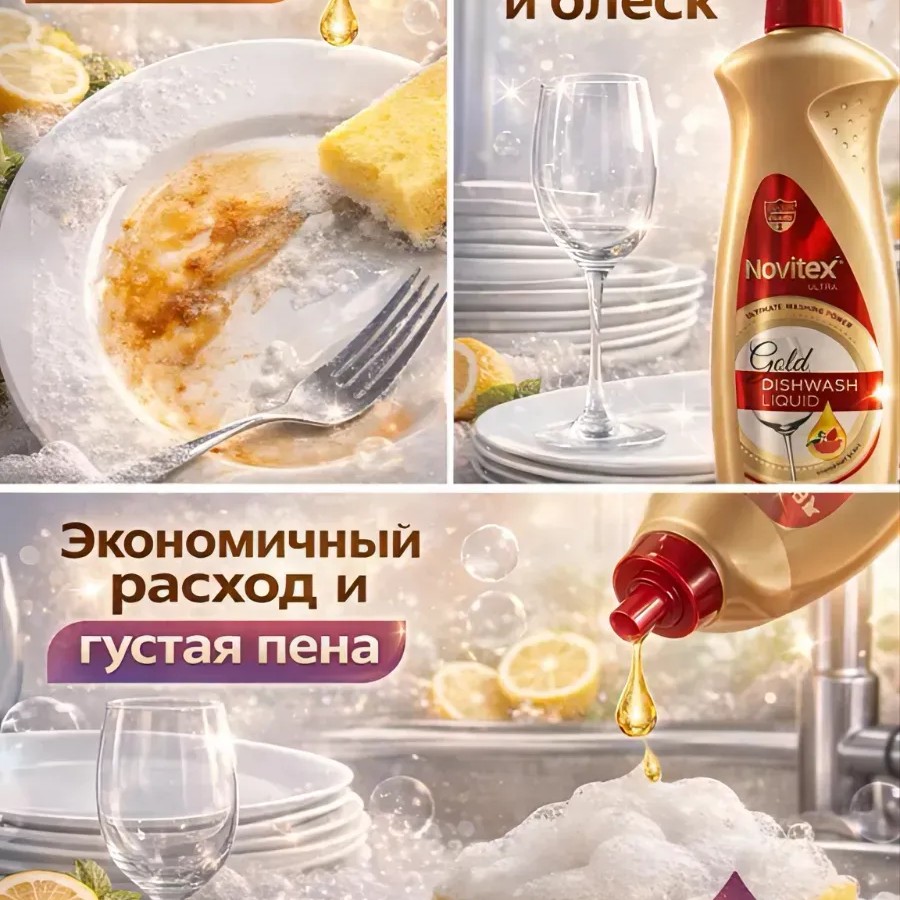 Novitex средство для мытья посуды gold 750мл Novitex средство для мытья посуды gold 750мл