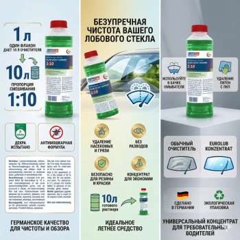 Стеклоочистителя EUROLUB концентрат 1:10 омывайка летняя 1л